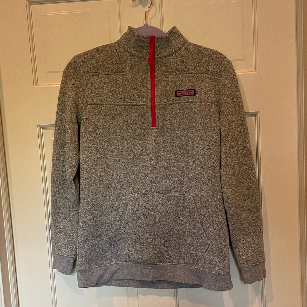 Vineyard Vines Women’s Quarter Zip in Grey/Hot Pink, Size XS
